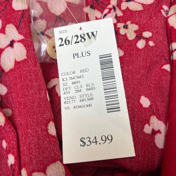 Fashion Bug Women's Floral Pattern Red Sleeveless Dress Size 26/28W - New - Picture 8 of 9